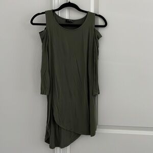 Army Green Cold Shoulder quarter length sleeve